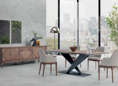 Luxury Set for Dining room 5-piece Table 4x Chairs with Sideboard Tables Wood